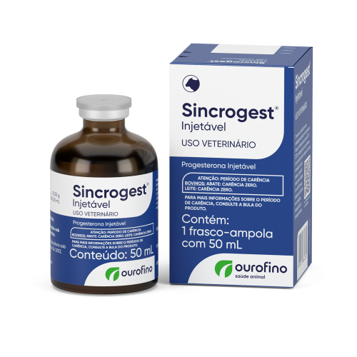 Frasco-ampola de vidro contendo 50 mL.